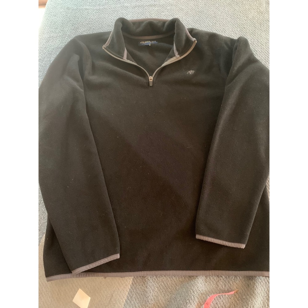 Aeropostale Mens M Black Fleece Quarter Zip Pullover Mock Neck Sweatshirt